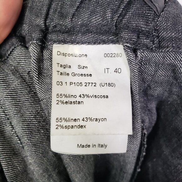 Piazza Sempione Linen Blend Pants Trousers IT 40 US 4 Black Grey - Picture 9 of 11